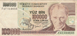 BANCONOTA TURCHIA 100000 LIRA VF (VX1575 - Turkey