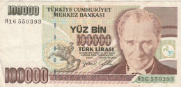 BANCONOTA TURCHIA 100000 LIRA VF (VX1578 - Turquie