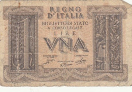 BANCONOTA ITALIA LIRE UNA VF (VX1028 - Regno D'Italia – 1 Lira