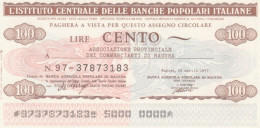 MINIASSEGNO FDS ICBP-BANCA POPOLARE RAGUSA L.100 ASS COMM RAGUSA (YA571 - [10] Assegni E Miniassegni