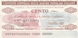 MINIASSEGNO FDS ICBP-BANCA POPOLARE GORIZIA L.100 OFFICINE ZUMIN (YA579 - [10] Assegni E Miniassegni