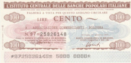 MINIASSEGNO FDS ICBP-BANCA POPOLARE BOLOGNA L.100 ASS COMM BOLOGNA (YA604 - [10] Assegni E Miniassegni