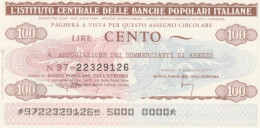 MINIASSEGNO FDS ICBP-BANCA POPOLARE ETRURIA L.100 ASS COMM AREZZO (YA614 - [10] Assegni E Miniassegni