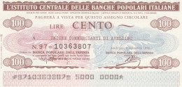 MINIASSEGNO FDS ICBP-BANCA POPOLARE IRPINIA L.100 UNIONE COMM AVELLINO (YA625 - [10] Assegni E Miniassegni