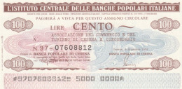 MINIASSEGNO FDS ICBP-BANCA POPOLARE CESENA L.100 ASS COMM CESENA (YA632 - [10] Assegni E Miniassegni