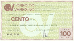 MINIASSEGNO FDS CREDITO VARESINO L.100 UNIONE COMM VARESE (YA662 - [10] Assegni E Miniassegni