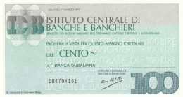 MINIASSEGNO FDS ISTITUTO CENTRALE BANCHE E BANCHIERI L.100 BANCA SUBALPINA (YA693 - [10] Assegni E Miniassegni