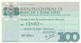 MINIASSEGNO FDS ISTITUTO CENTRALE BANCHE E BANCHIERI L.100 BANQUE DE SUEZ (YA696 - [10] Assegni E Miniassegni