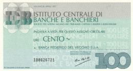 MINIASSEGNO FDS ISTITUTO CENTRALE BANCHE E BANCHIERI L.100 BANCA FEDERICO DEL VECCHIO (YA699 - [10] Assegni E Miniassegni