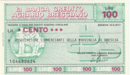 MINIASSEGNO FDS BANCA CREDITO AGRARIO BRESCIANO L.100 ASS COMM BRESCIA (YA153 - [10] Assegni E Miniassegni