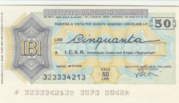 MINIASSEGNO FDS ISTITUTO BANCARIO ITALIANO L.50 ICAR (YA140 - [10] Assegni E Miniassegni