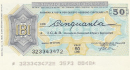 MINIASSEGNO FDS ISTITUTO BANCARIO ITALIANO L.50 ICAR (YA142 - [10] Assegni E Miniassegni