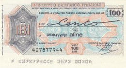 MINIASSEGNO FDS ISTITUTO BANCARIO ITALIANO L.100 PROFUMERIA ALINE (YA131 - [10] Assegni E Miniassegni