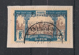 CAMEROUN - 1915 - N°YT. 44 - Libreville 25c Bleu Et Brun - Oblitéré Sur Fragment / Used - Used Stamps