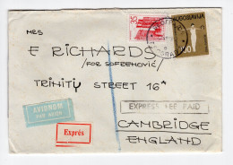 1963. YUGOSLAVIA,SERBIA,BELGRADE AIRMAIL EXPRESS COVER TO GREAT BRITAIN,CAMBRIDGE - Luchtpost