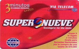 Lote TT248, Colombia, Tarjetas Telefonicas, Phone Cards, Super Nueve, 3 Minutos, Mint - Colombie