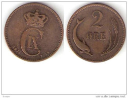 Denmark  2 Ore 1874  Km793.1  Vf - Danemark