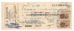 1930. FRANCE,PARIS,CHÈQUE,LA MAISON,2 REVENUE STAMPS,ITALY,2 REVENUE STAMPS - Bank & Versicherung