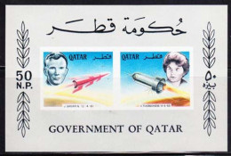 QATAR(1966) Gagarin. Tchereshkovna. Unissued Imperforate S/S. Very Rare! - Qatar