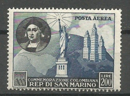 San Marino Air Mail Aerea Mi.475 MNH / ** 1952 Columbus - Poste Aérienne