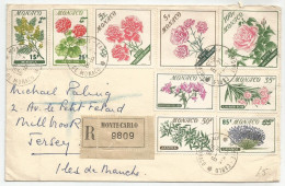 Monaco Yv.514/22 Série Complète Sur Lettre Recommandée 1959 Fleurs - Covers & Documents