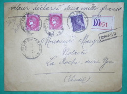 N°373 + 413 MIXTE CERES MERCURE LETTRE CHARGE PARIS POUR LA ROCHE SUR YON VENDEE 1941 COVER FRANCE - 1938-42 Mercurio