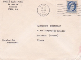 Canada --1961 - Lettre  SOREL   Pour POITIERS-86 (France)....timbre Seul  Sur Lettre.....cachet   24-4-61 - Covers & Documents