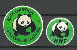 Finland - 2 Propaganda Stickers Aufkleber, Panda Bear, Unused Natur- Und Tierschutz Werbung WWF - Erinnophilie
