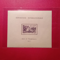 BLOC EXPOSITION INTERNATIONALE  - COTE FRANCAISE DES SOMALIS  - ARTS ET TECHNIQUES 1937  NEUF** Sans Trace De Charniere - 1937 Exposition Internationale De Paris