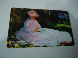 THAILAND USED  CARDS PIN 108  PAINTING  MONET  WOMEN READER - Pintura
