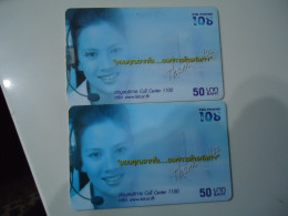 THAILAND USED CARDS  2 CARDS PIN 108  WOMEN DIFFERENT COLOURS - Thaïland