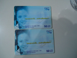 THAILAND USED CARDS  2 CARDS PIN 108  WOMEN DIFFERENT COLOURS - Thaïland