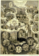 GRAVURE RELIGIEUSE XIXème Siècle 1891 LES COMMANDEMENTS , 1 ET 2 DE L'EGLISE - Religious Art