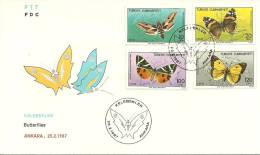 Turkey ; FDC 1987 Butterflies - FDC