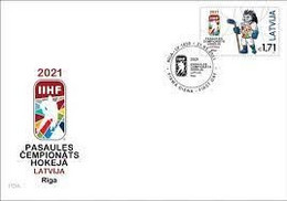 Latvia , Lettonia, Lettland The Official Mascot Of The IIHF 2021 World Hockey Championship - Hedgehog "Spiky" Fdc - Eishockey