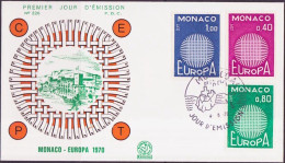 Europa CEPT 1970 Monaco FDC2 Y&T N°819 à 821 - Michel N°977 à 979 - 1970