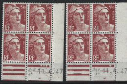France Yvert 716Ba ** Marianne De Gandon 3,5F Chocolat Coin Daté Du 11,4,47 En Paire De Galvano A+B - Unused Stamps
