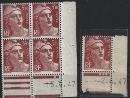 France Yvert 716Ba ** Marianne De Gandon 3,5F Chocolat Coin Daté Du 15,4,47 - Unused Stamps