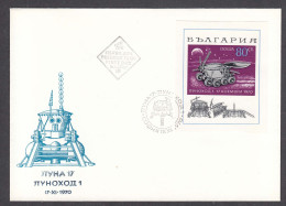 Bulgaria 1970 - Space:" Lunohod 1", Mi-Nr. Block 29, FDC - FDC