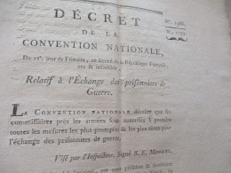 Révolution Décret Convention Nationale 15 Frimaire An II Relatif à L'échange Des Prisonniers De Guerre - Decrees & Laws