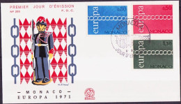 Europa CEPT 1971 Monaco FDC4 Y&T N°863 à 865 - Michel N°1014 à 1016 - 1971