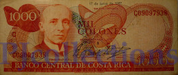 COSTA RICA 1000 COLONES 1987 PICK 256c VF+ - Costa Rica