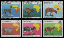 Simbabwe 1987 - Mi-Nr. 368-373 ** - MNH - Wildtiere / Wild Animals - Zimbabwe (1980-...)