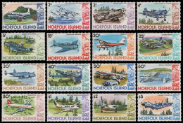 Norfolk-Insel 1980 - Mi-Nr. 239-254 ** - MNH - Flugzeuge / Airplanes - Norfolk Island