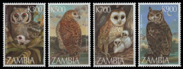 Sambia 1997 - Mi-Nr. 729-732 ** - MNH - Eulen / Owls - Zambie (1965-...)