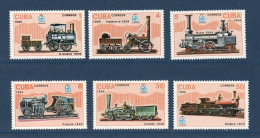 Cuba, **, Yv 2694 à 2699, Mi 3017 à 3022, Locomotives, Train, - Affrancature Meccaniche/Frama