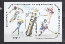 Bulgaria 1991 - Winter Olympics, Albertville, Mi-Nr. Bl. 216B, Imperforated, Used - Usati