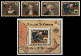 Samoa 1987 - Mi-Nr. 621-624 & Block 42 ** - MNH - Entdecker / Explorers - American Samoa