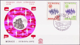 Europa CEPT 1972 Monaco FDC1 Y&T N°883 à 884 - Michel N°1038 à 1039 - 1972