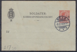 DENMARK 1919 Bornholm ⁕ NEXØ Soldater Korrespondancekort. 10 Ø SB ⁕ Stationery Postcard - Entiers Postaux